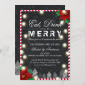 ドリンク食べ&ビーメリークリスマスパーティの招待状 招待状 (正面/裏面)