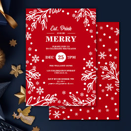 ドリンク食べ&ビーメリーホリディパーティー招待状 シーズンカード