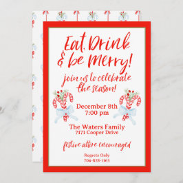 ドリンク食べ&ビーメリー – キャンディ・ケーン・クリスマス・パーティー 招待状