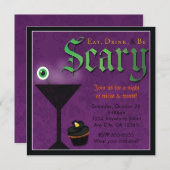 ドリンク食べ&ビー怖いハローウィンパーティ招待状 招待状 (正面/裏面)