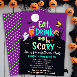 ドリンク食べ&ビー怖いレトロカラーハローウィンパーティ 招待状