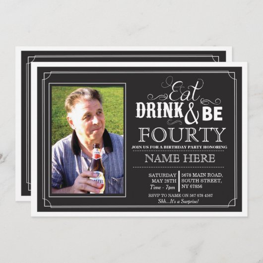 ドリンク食べ&ビー30または任意の年齢の誕生日パーティーの招待状 招待状 (正面/裏面)
