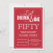 ドリンク食べ&ビー50または任意の年齢の誕生日パーティーの招待状 招待状 (正面)