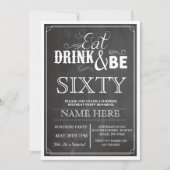 ドリンク食べ&ビー60または任意の年齢の誕生日パーティー招待状 招待状 (正面)