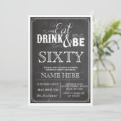 ドリンク食べ&ビー60または任意の年齢の誕生日パーティー招待状 招待状 (スタンド正面)