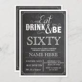 ドリンク食べ&ビー60または任意の年齢の誕生日パーティー招待状 招待状 (正面/裏面)