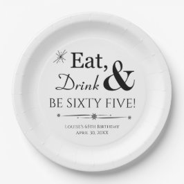 ドリンク食べ&ビー65レトロ65誕生日 ペーパープレート