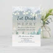 ドリンク食べ&ベメリークリスマスホリデーパーティーカード 招待状 (スタンド正面)