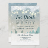 ドリンク食べ&ベメリークリスマスホリデーパーティーカード 招待状 (正面/裏面)