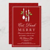 ドリンク食べ&ベメリークリスマスホリデーパーティー 招待状 (正面/裏面)