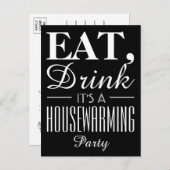 ドリンク食べ、ヴィンテージのポスター、引っ越し祝いパーティー招待状 インビテーションポストカード (正面/裏面)