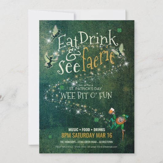 ドリンク食べ、妖精の国ID637を参照 招待状 (正面)