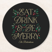 ドリンク食べBe Merry Christmasパーティーコースター ラウンドペーパーコースター (正面)