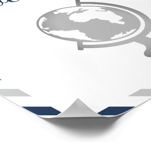 ドリンク飲料ネイビーグレイ飛行機航空会社 ポスター (角)