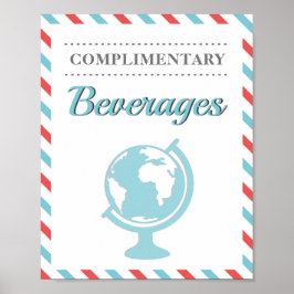 ドリンク飲料レッドブルー旅行機航空会社 ポスター