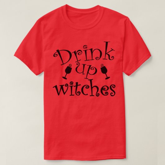ドリンク魔女おかしいハロウィーンデザイン Tシャツ (デザイン正面)