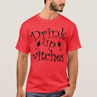 ドリンク魔女おかしいハロウィーンデザイン Tシャツ