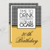 ドリンク＆シガー 誕生日パーティー招待状 招待状 (正面/裏面)