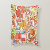 ドリンク、シーフード、スナック、シームレスなパターン アクセントクッション (裏面(縦))