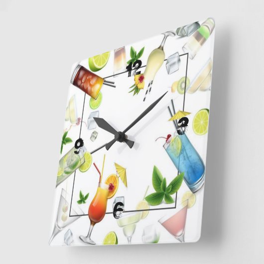 ドリンク スクエア壁時計 (傾斜)