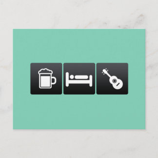 ドリンク、スリープ、ウクレレ ポストカード