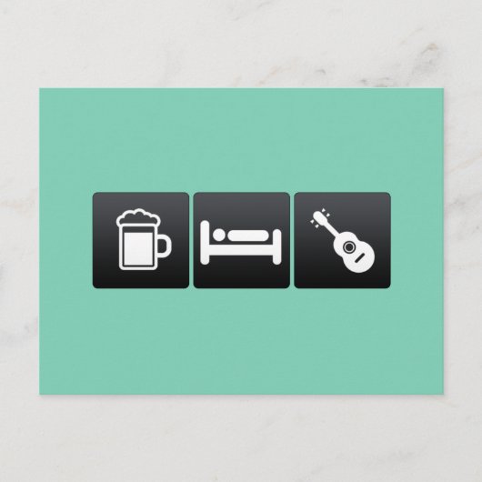 ドリンク、スリープ、ウクレレ ポストカード (正面)