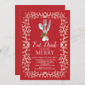 ドリンク&ビー食べメリークリスマスホリデー招待状 招待状 (正面/裏面)