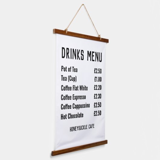 ドリンク・メニュー価格表 吊り下げ型タペストリー (傾斜あり)