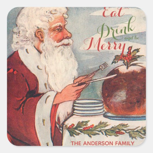 ドリンク&食べビーサンタクメリーロースクリスマスプリン スクエアシール (正面)