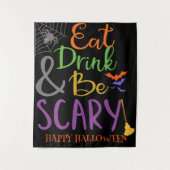 ドリンク&食べ怖い夜のスパイダーズこうもりハロウィーン タペストリー (正面)