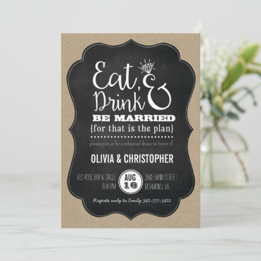 ドリンク&食べBeリハ結婚したーサルディナー招待状 招待状 (スタンド正面)