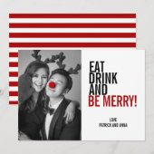 ドリンク&食べBe Merry Christmas Holiday Photo Card シーズンカード (正面/裏面)