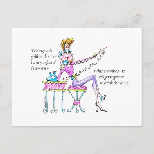 ドリンクn' Whineポストカード ポストカード (正面)