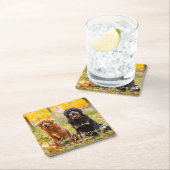 ドリンクOn Usオープンバードッグフォトペット結婚ズ スクエアペーパーコースター (インサイチュ)