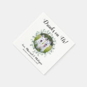 ドリンクOn UsオープンバーユーカリPhoto 結婚 Pet's スタンダードカクテルナプキン (角)