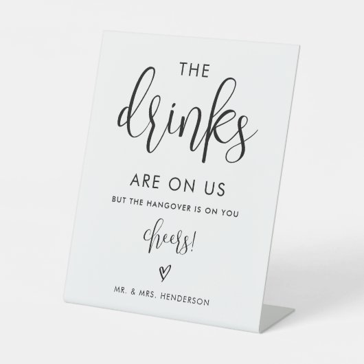 ドリンクOn Usオープンバー看板 台座サイン (正面)