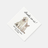 ドリンクOn Usシンプル写真かわいいおもしろいドッグペ結婚ット スタンダードカクテルナプキン (角)