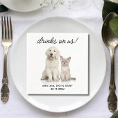 ドリンクOn Usシンプル写真かわいいおもしろいドッグペ結婚ット スタンダードカクテルナプキン