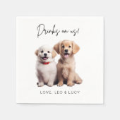 ドリンクOn Usシンプル写真かわいいおもしろいドッグペ結婚ット スタンダードカクテルナプキン (正面)
