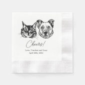 ドリンクOn Us Petsカスタムスケッチ結婚 縁ありカクテルナプキン (正面)