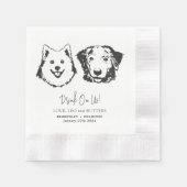 ドリンクOn Us Petsカスタムスケッチ結婚 縁ありカクテルナプキン (正面)