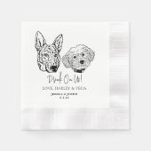 ドリンクOn Us Petsカスタムスケッチ結婚 縁ありカクテルナプキン (正面)