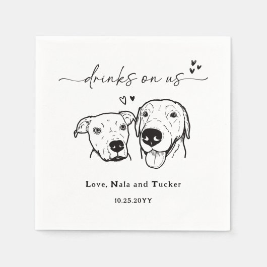 ドリンクOn Us Retriever Terrier Dog 結婚's スタンダードカクテルナプキン (正面)