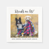 ドリンクUsかわいいおもしろいモダンフォトペットドッグ結婚ズ スタンダードカクテルナプキン (正面)