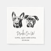 ドリンクUsペットカスタムズスケッチ結婚ナプキ スタンダードカクテルナプキン (正面)