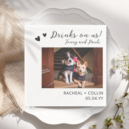 ドリンクUsペットキャットドッグフォト披露宴カクテル スタンダードカクテルナプキン