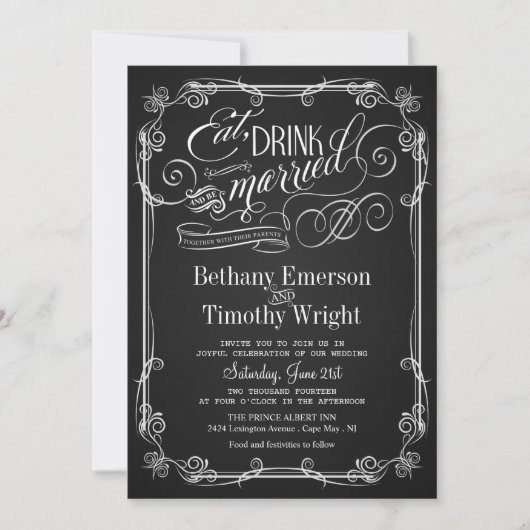 ドリン食べク·ビ·チャルクボー結婚したド·結婚式招待状 招待状 (正面)