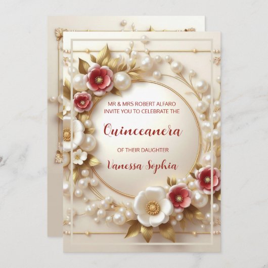 ドリーエレガントミーフローラクインセアニラ招待状 招待状 (正面/裏面)