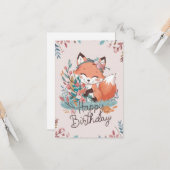 ドリーカラフルミーキツネ誕生日 カード (正面/裏面インサイチュ)