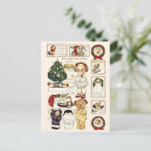 ドリーディンルドギー紙人形ビンテージクリスマス シーズンポストカード (スタンド正面)